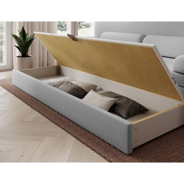 Jasnoszara aksamitna rozkładana/ze schowkiem sofa 236 cm Elioss – ELTAP-image-4