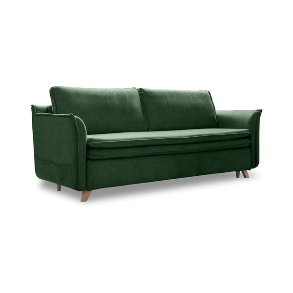 Zielona aksamitna rozkładana sofa 225 cm Charming Charlie – Miuform