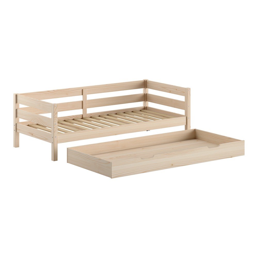 Łóżko dziecięce z litego drewna sosnowego z wysuwanym łóżkiem ze stelażem w naturalnym kolorze 90x200 cm Margrit – Vipack (zdjęcie 2)