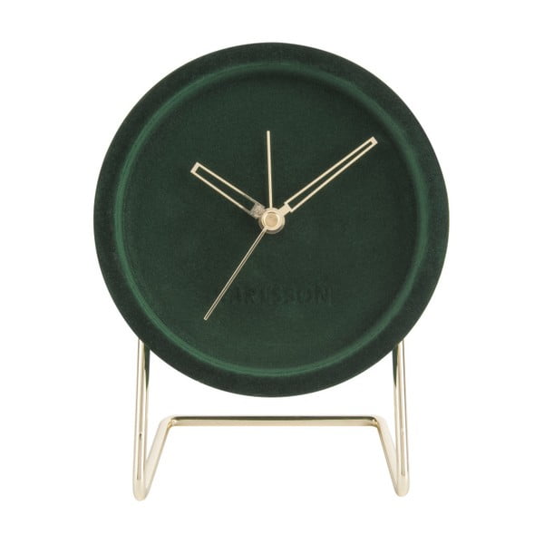 Ciemnozielony zegar stołowy z aksamitem Karlsson Lush
