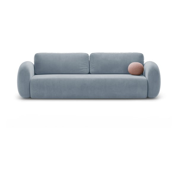 Szaroniebieska aksamitna rozkładana/ze schowkiem sofa 262 cm Tonale – Cosmopolitan Design