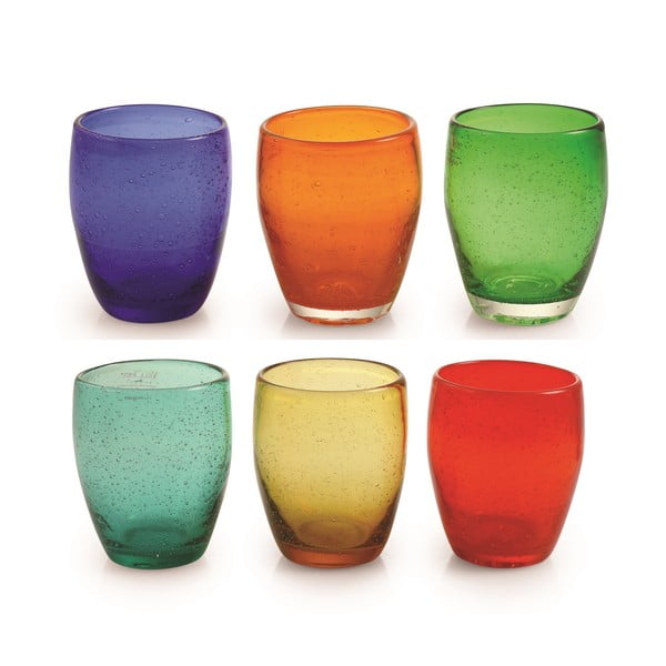 Zestaw 6 kolorowych szklanek z dmuchanego szkła VDE Tivoli 1996 Calamoresca, 280 ml