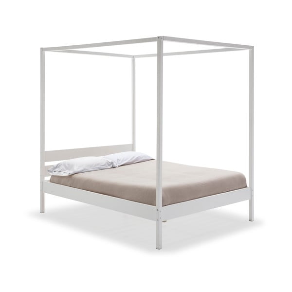 Białe łóżko dwuosobowe ze stelażem 140x190 cm Dossel – Marckeric-image-3