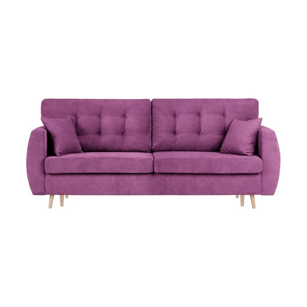Fioletowa 3-osobowa sofa rozkładana ze schowkiem Cosmopolitan design Amsterdam, 231x98x95 cm