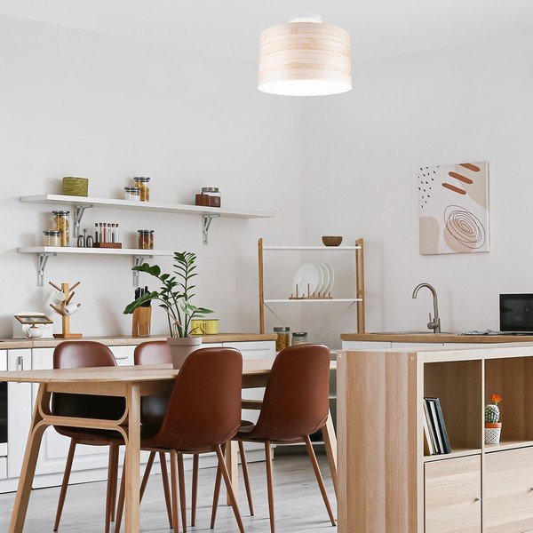 Jasnobrązowa lampa sufitowa z tekstylnym kloszem ø 35 cm Print – LAMKUR-image-2