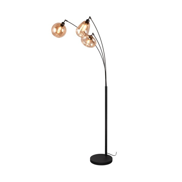 Czarno-pomarańczowa lampa stojąca ze szklanym kloszem (wys. 200 cm) Lumina – Trio-image-3