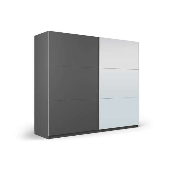Ciemnoszara szafa z lustrem i drzwiami przesuwnymi 250x215 cm Lisburn – Cosmopolitan Design-image-1