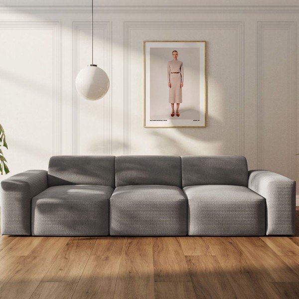 Szara sztruksowa sofa 285 cm Villet – Rodier-image-1