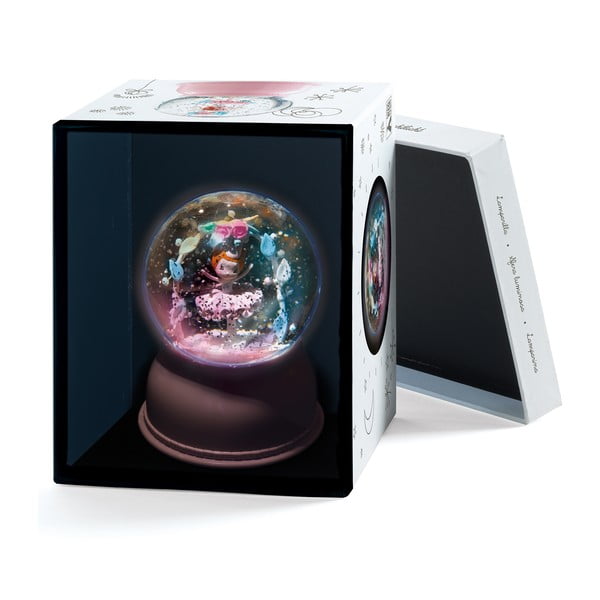 Rożowa lampka nocna w formie kuli śnieżnej Djeco Lila-image-3