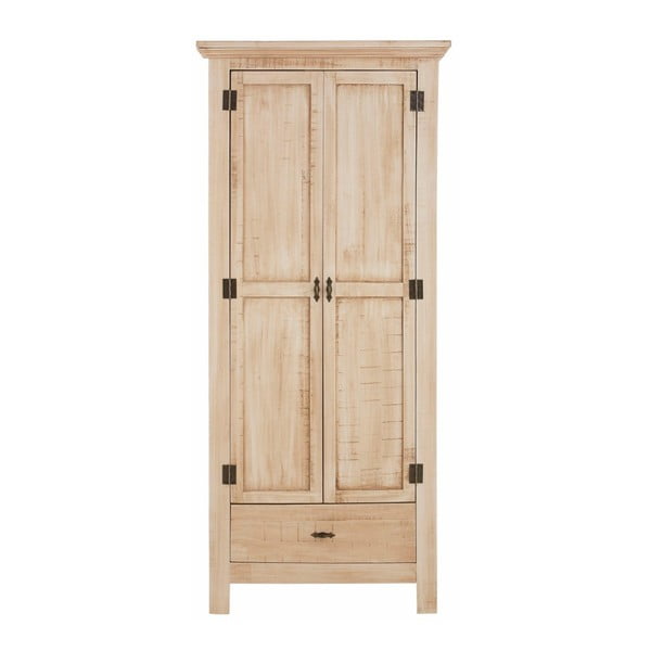 Kremowa 2-drzwiowa szafa z litego drewna sosnowego Støraa Marilyn