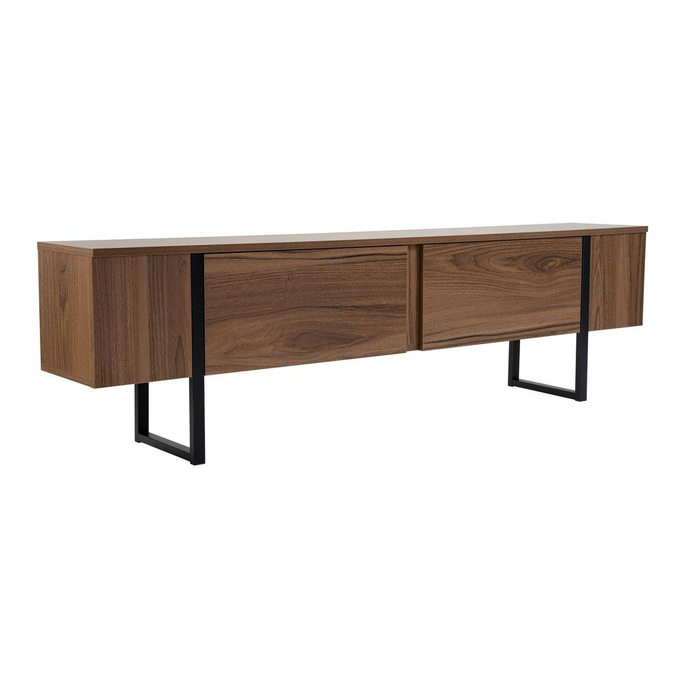 Szafka pod TV w dekorze orzecha w ciemnym naturalnym kolorze 180x50x29,5 cm Serenity – Kalune Design