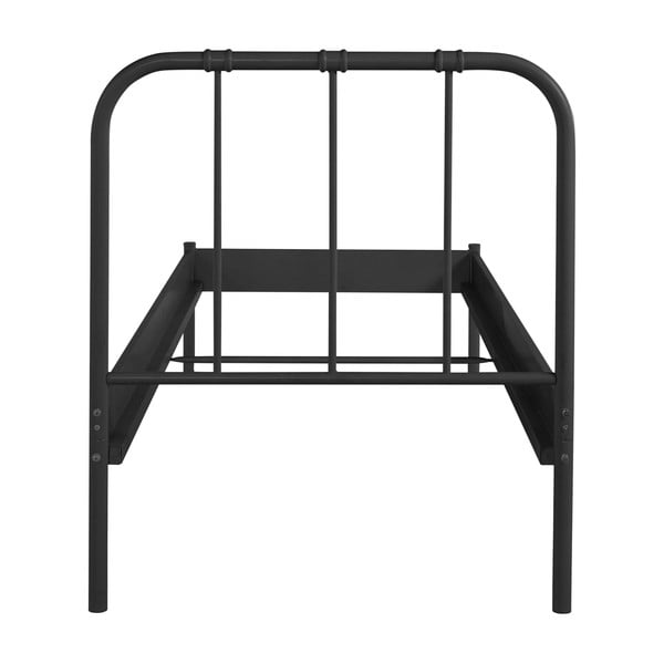 Czarne metalowe łóżko jednoosobowe bez stelaża 90x200 cm Aaron – Støraa-image-4