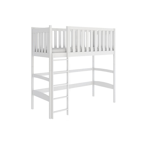 Białe podwyższone łóżko dziecięce z drewna sosnowego 90x190 cm Laura – Lano Meble