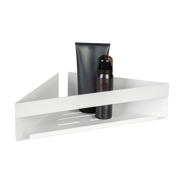 Narożna półka łazienkowa z mocowaniem Turbo-loc ze stali nierdzewnej w matowym białym kolorze bez wiercenia Genova – Wenko-image-3