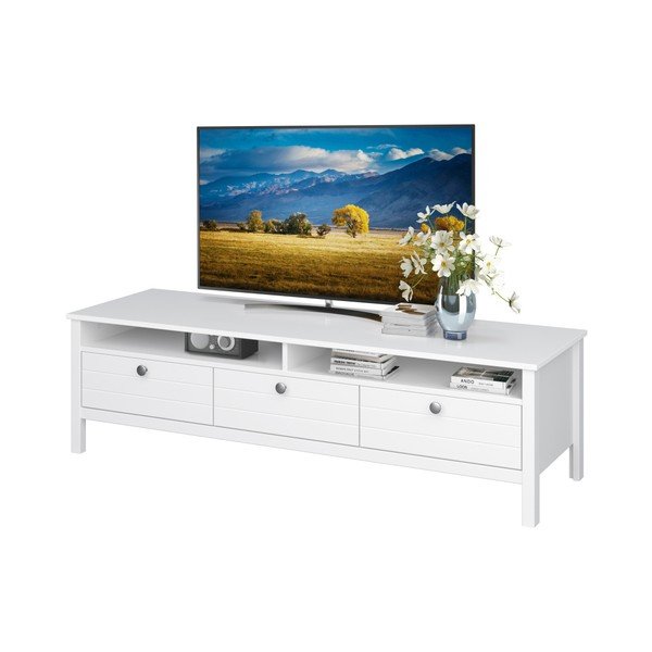 Biała szafka pod TV z 3 szufladami Støraa Norup-image-2
