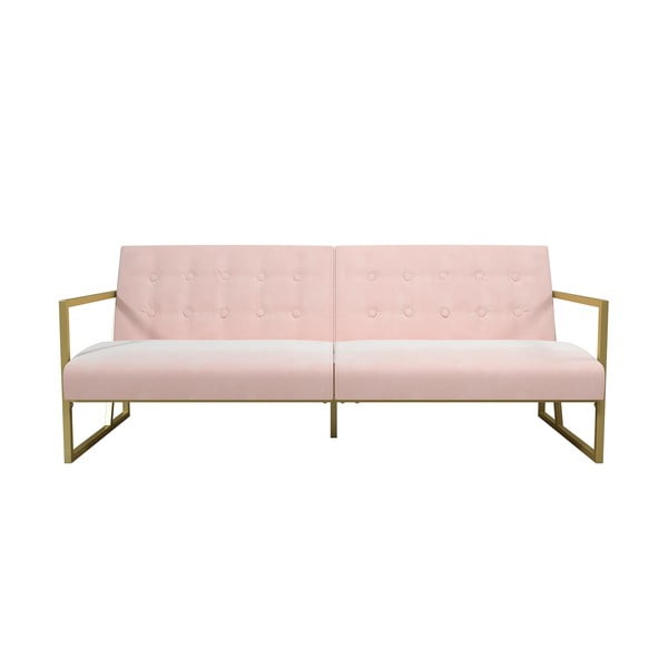 Różowa rozkładana sofa z aksamitnym obiciem CosmoLiving by Cosmopolitan Lexington