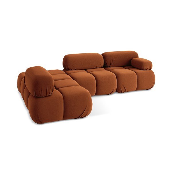 Pomarańczowy aksamitny narożnik modułowy (lewostronny) Lokua – Makamii-image-4