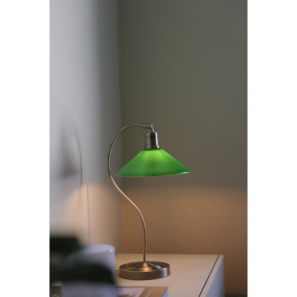 Lampa stołowa w kolorze mosiądzu z zielonym szklanym kloszem (wysokość 49 cm) Vela – Markslöjd-image-1