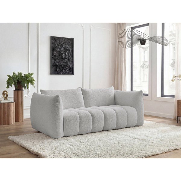 Jasnoszara sofa z materiału bouclé 234 cm Azra – Bobochic Paris-image-1