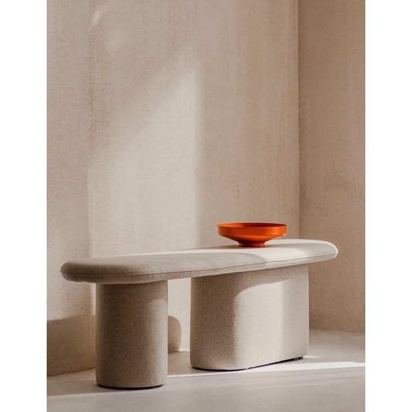 Beżowa wełniana tapicerowana ławka Rull – noo.ma-image-1