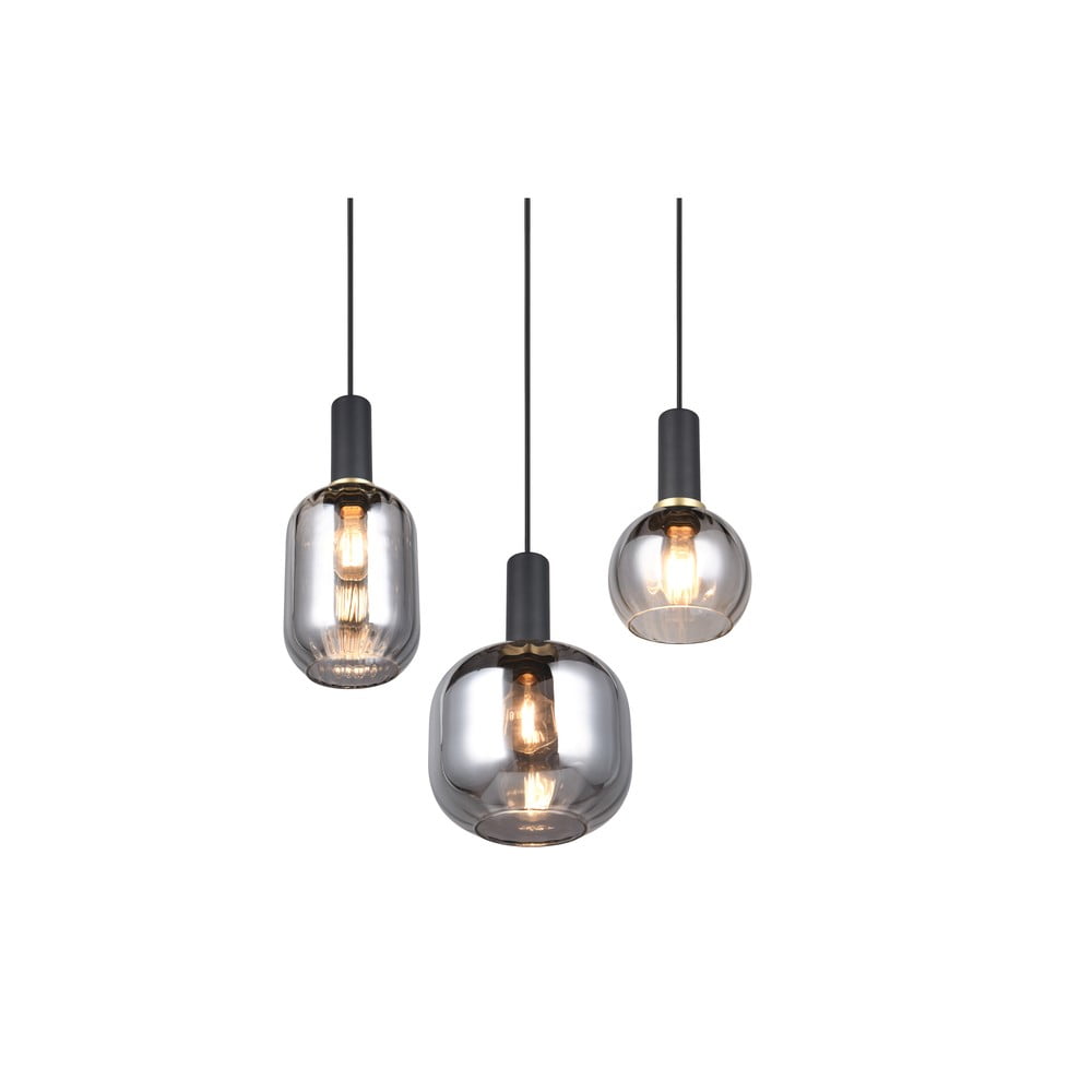 Czarna lampa wisząca ze szklanym kloszem Diva – Trio (zdjęcie 6)