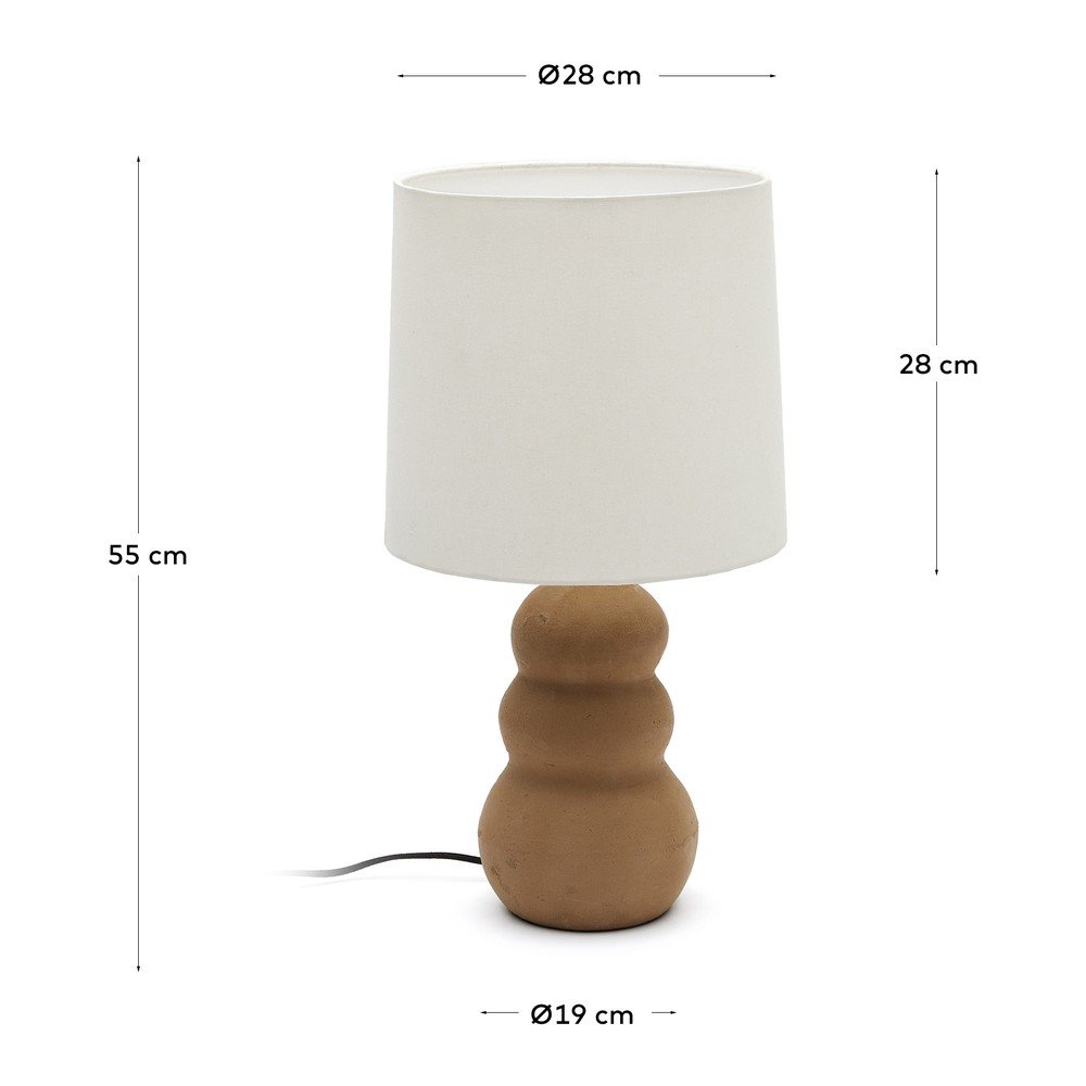 Kamienna lampa stołowa w naturalnym kolorze z tekstylnym kloszem (wysokość 55 cm) Madsen – Kave Home (zdjęcie 6)