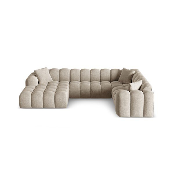 Jasnobrązowy narożnik z tkaniny szenilowej (prawostronny/w kształcie litery U) Treno – Cosmopolitan Design