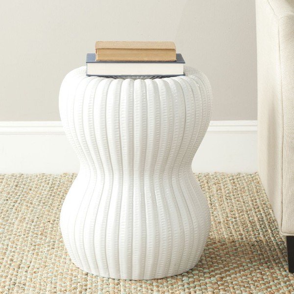 Biały stolik ceramiczny odpowiedni na zewnątrz Safavieh Majorca, ø 40 cm-image-1