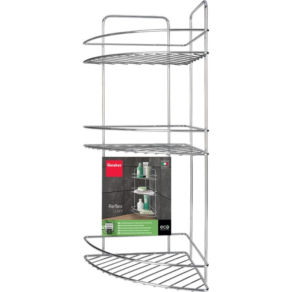 Stalowa półka łazienkowa w kolorze srebra z połyskiem Luxy – Metaltex-image-2