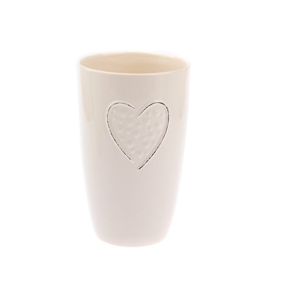 Kremowy wazon ceramiczny Dakls Heart, wys. 21,5 cm