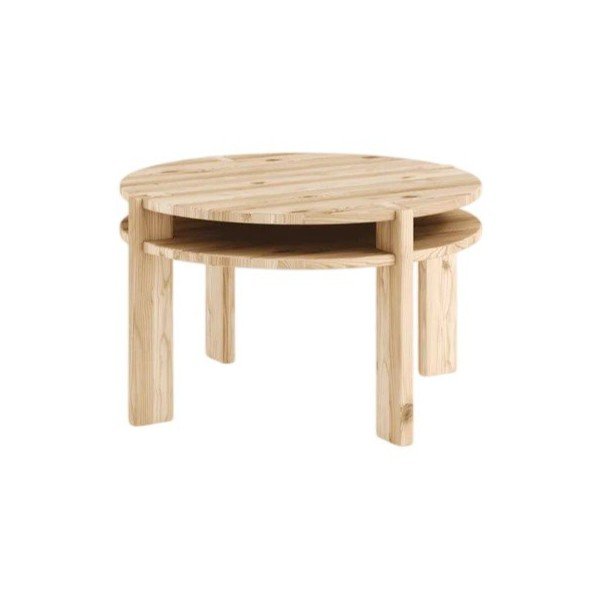 Okrągły stolik z litego drewna sosnowego w jasnym naturalnym kolorze ø 70 cm Tuck – Karup