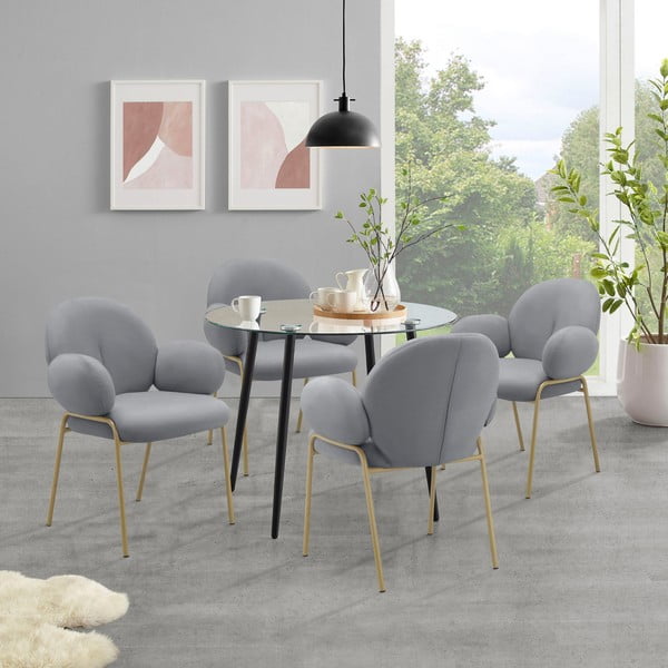Szare tapicerowane fotele jadalniane zestaw z podłokietnikami 2 szt. Iwama – Støraa-image-1