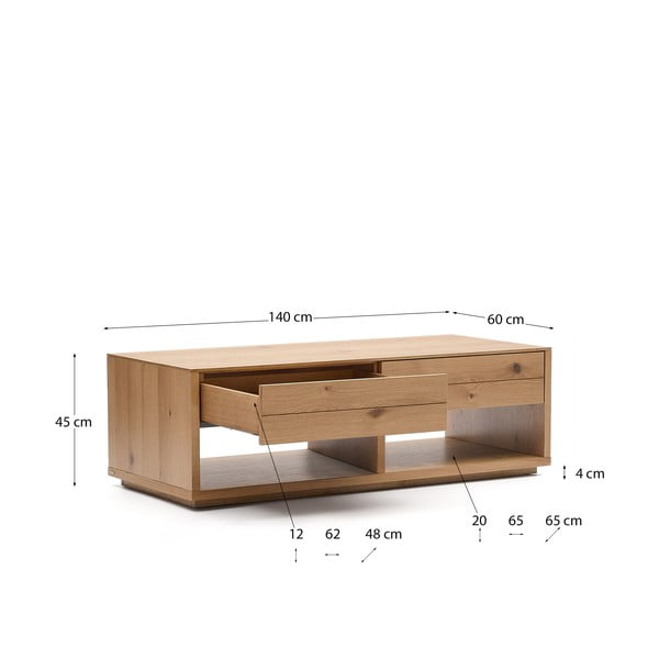 Stolik w dekorze dębu w naturalnym kolorze 60x140 cm Alguema – Kave Home-image-4