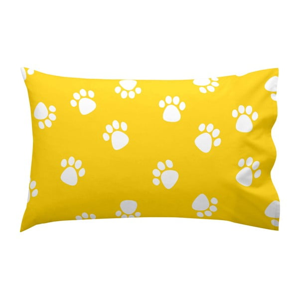 Żółta bawełniana poszewka na poduszkę Mr. Fox Dogs, 40x60 cm