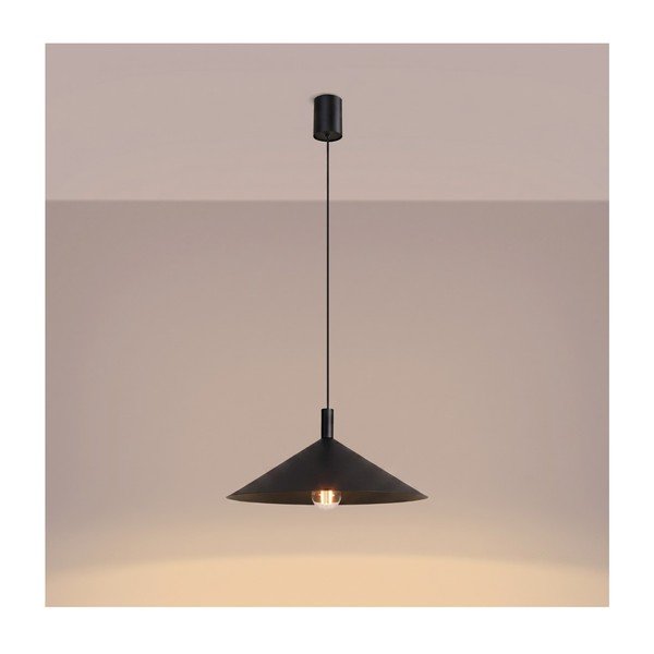 Czarna stalowa lampa wisząca ø 40 cm Zylo – Sollux-image-3