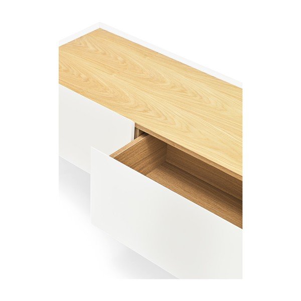 Biało-naturalna szafka pod TV w dekorze dębu 180x45 cm Arista – Teulat-image-4