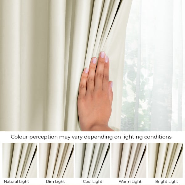 Kremowa aksamitna zasłona częściowo zaciemniająca (dimout) 140x270 cm Eyelets – Restilo-image-4