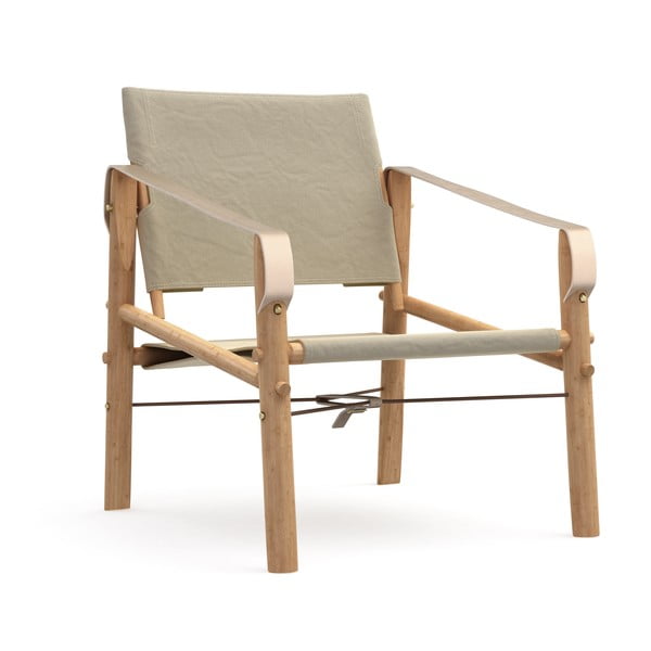 Beżowe krzesło składane z bambusową konstrukcją We Do Wood Nomad