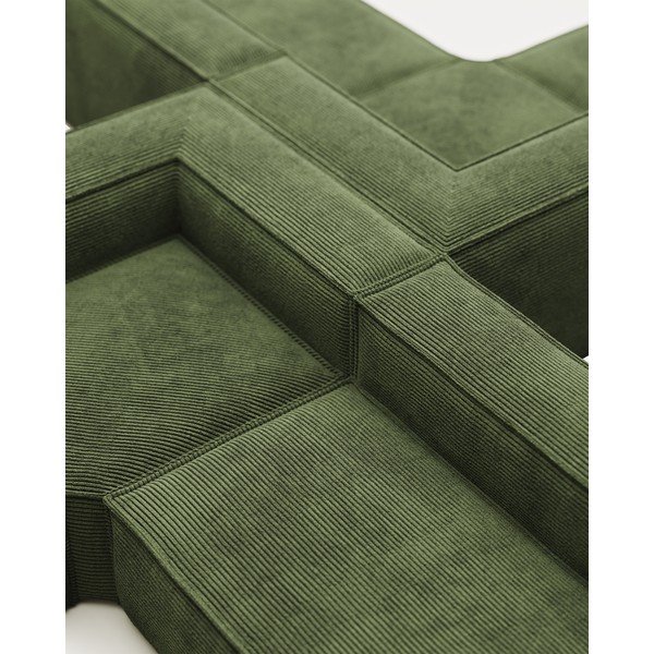 Zielony sztruksowy narożnik Blok – Kave Home-image-1