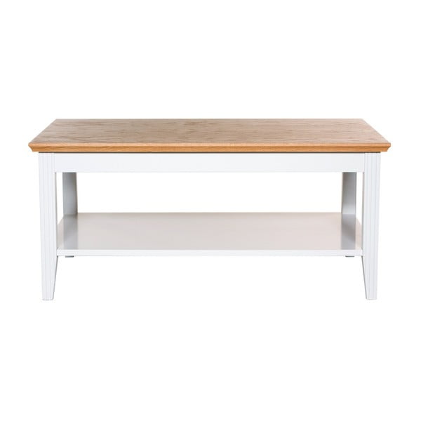 Biały stolik z detalami z dębowej płyty We47 Family, 100x65 cm