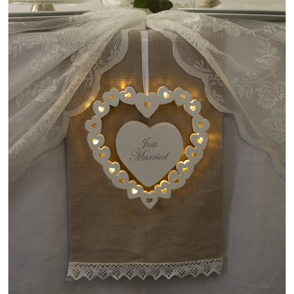 Dekoracja ślubna z lampką LED Wooden Heart