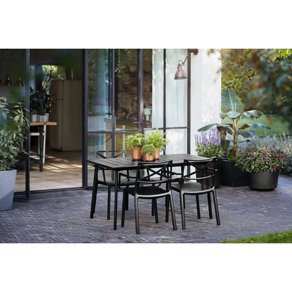 Czarne plastikowe krzesło ogrodowe Metalix – Keter-image-2