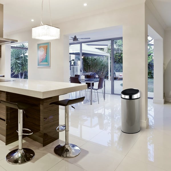 Szarobrązowy stalowy kosz na śmieci otwierany na dotyk 30 l – MSV-image-1