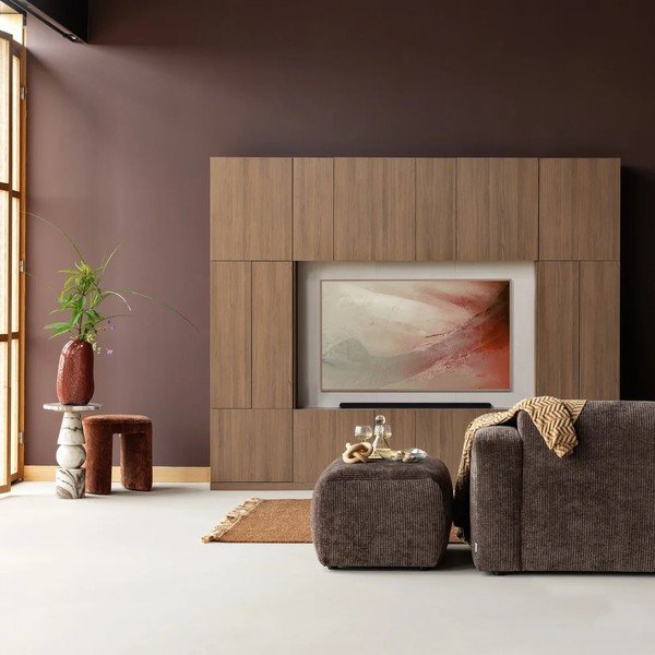 Modułowa szafka pod TV w ciemnym naturalnym kolorze 268x215 cm Build – WOOOD-image-1