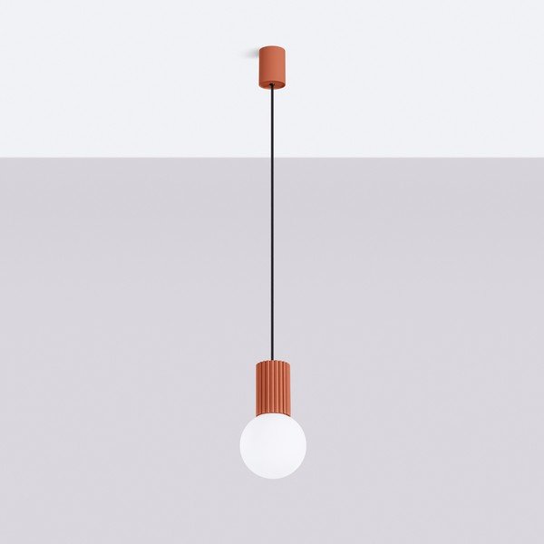 Pomarańczowa lampa wisząca ze szklanym kloszem ø 12 cm Orbital – Sollux-image-4