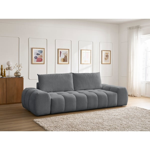 Ciemnoszara rozkładana/ze schowkiem sofa z tkaniny szenilowej 278 cm Everest – Bobochic Paris-image-1