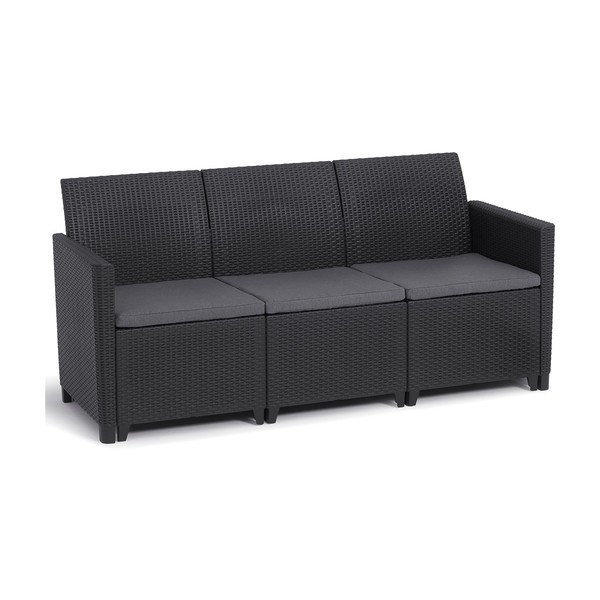 Antracytowa sofa ogrodowa z imitacji rattanu Marie – Keter