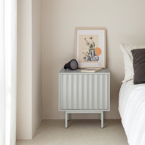 Jasnoszara szafka nocna z matowym wykończeniem Sierra – Teulat-image-1