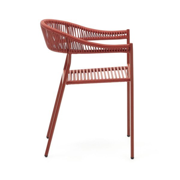 Ceglaste krzesła z imitacji rattanu zestaw 4 szt. Futadera – Kave Home-image-2