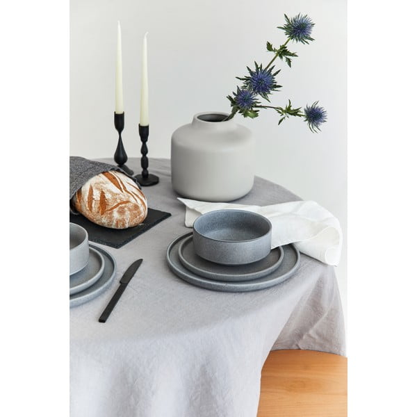 12-częściowy zestaw szarych naczyń kamionki Bonami Selection Malia-image-1